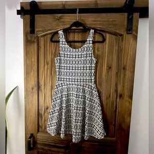 Dark Navy Blue and white printed dress